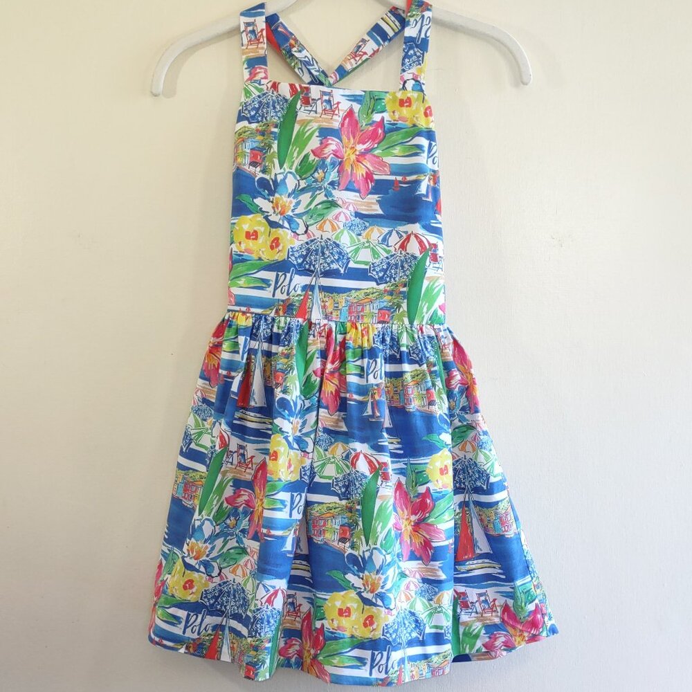 Polo Ralph Lauren Riviera-Print Dress Beach Sailing Resort Girl's Size 8